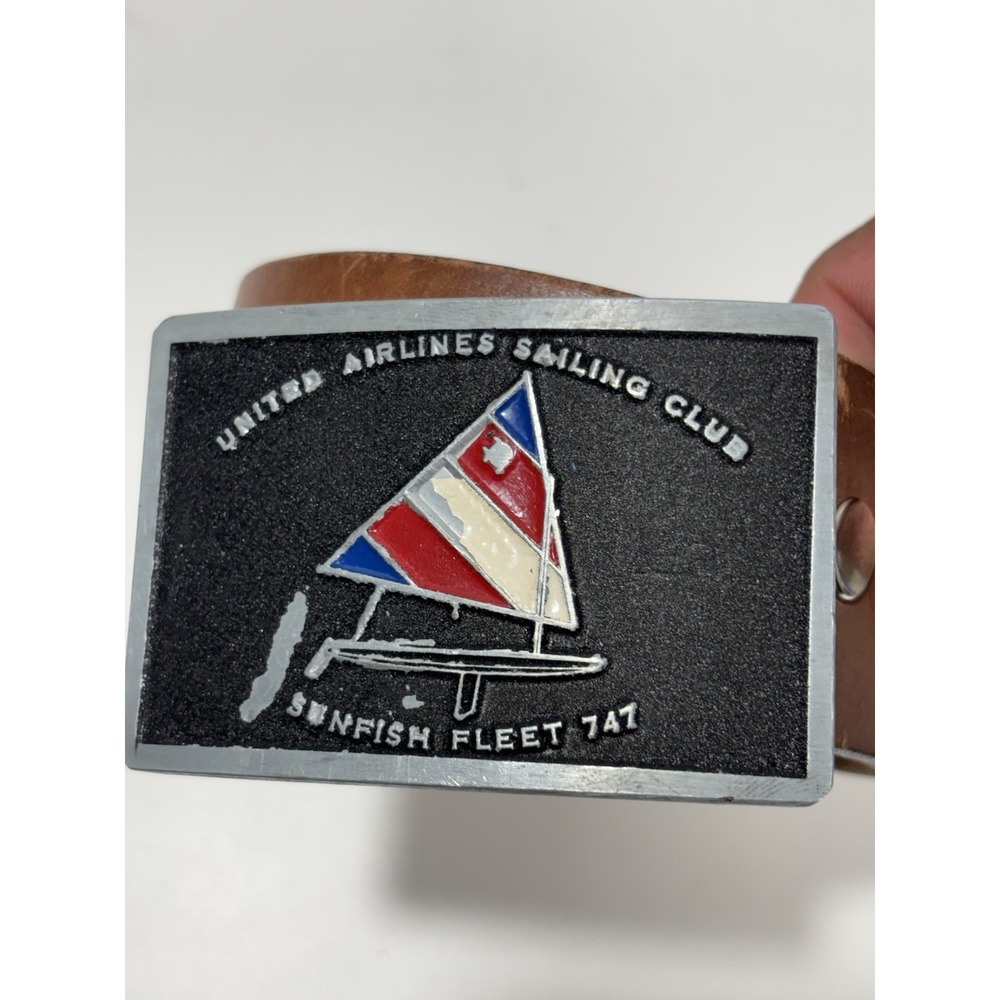 United Airlines Sailing Club Belt Buckle Sunfish Fleet 747